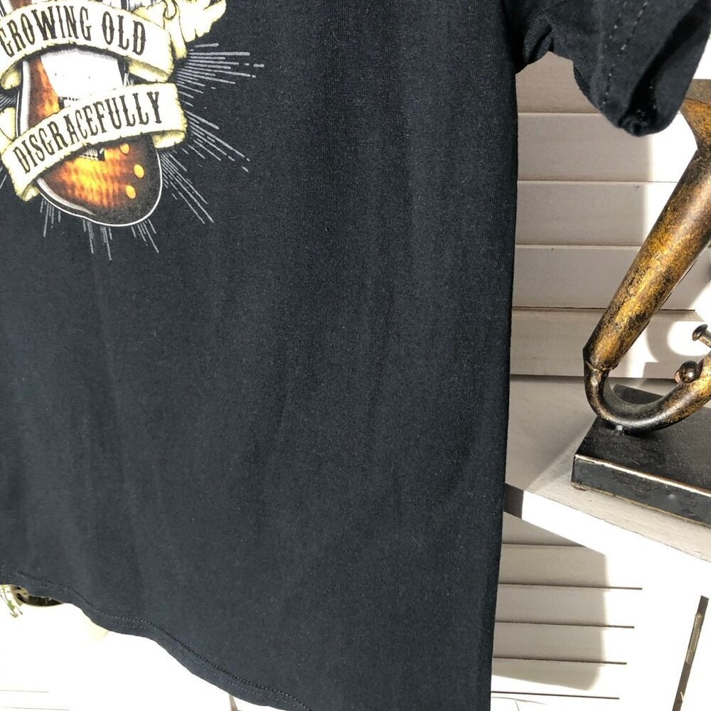 Old Guys ROCK Graphic T-Shirt Black Cotton biker grunge edgy goth streetwear L - Picture 9 of 11